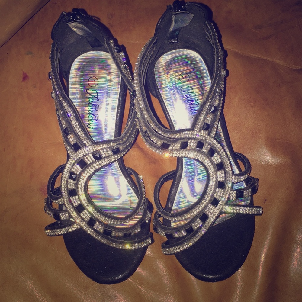 Girls high heels with rhinestones